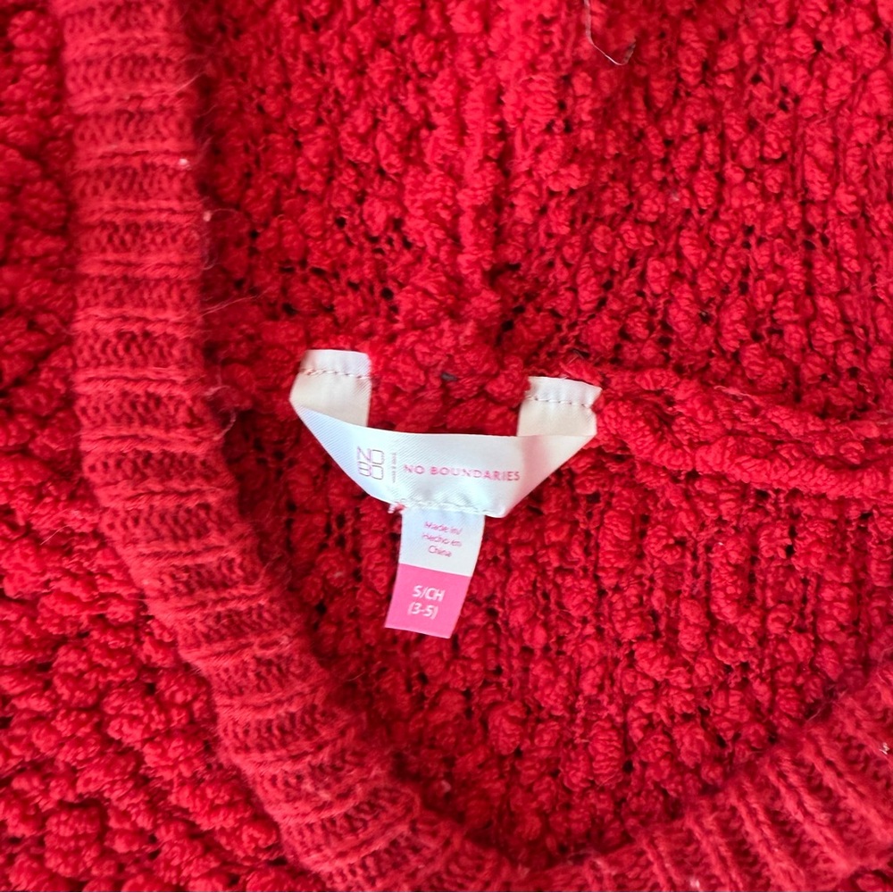 No Boundaries Red Textured Women's Hoodie Sweater - Picture 3 of 6